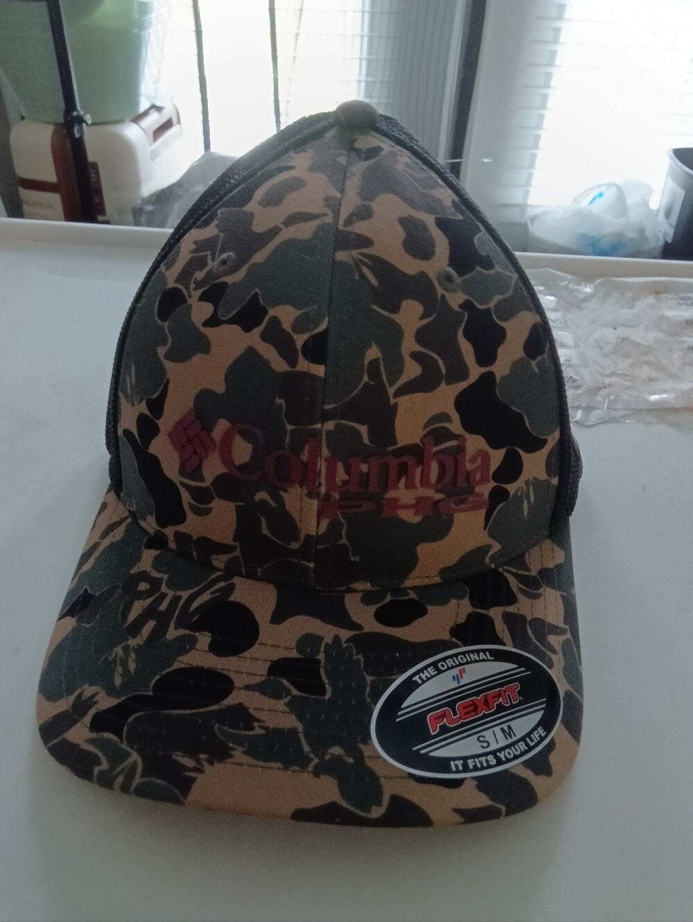 Columbia Camo Flexfit Trucker Hat - Green/Tan W/ Texas A& M Logoon the Side